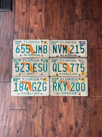 Florida license plates, license plate Florida, Florida license plates, old Florida license plates, Florida 1986 1987 1988, craft plates FL
