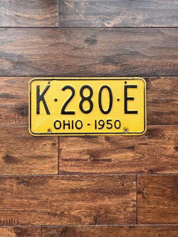 License plate Ohio, 1950 waffle Vintage Ohio license plate, License plate ohio 1950, vintage license plate Ohio, 1950 license plate waffle