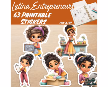 Printable Latina Entrepreneurs Stickers PNG PDF, Boss Babe Clipart, Small Business Owner Planner Stickers, Jefa Graphics PNG