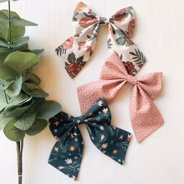 Rose Flowers Sailor Bow, Girls Hair Bows, Baby Bows, Baby Headbands, Handmade Bows