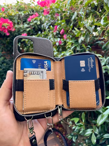 Grain Leather Crossbody iPhone Wallet Case: Pro Max Plus Air, Adjustable Strap, Personalized