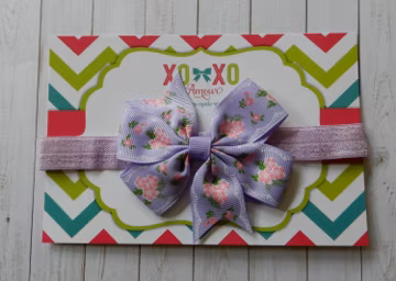 Purple Flower Baby Bow Headband: Newborn Hair Accessory