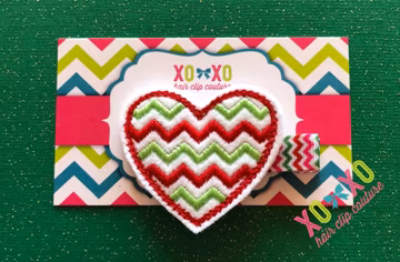 Christmas Heart Hair Clip: Chevron Felt Baby Bow