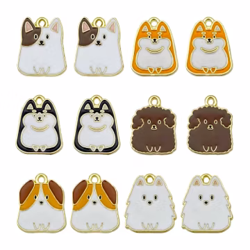 10/12pcs Enamel Cute Cartoon Dog Charms Alloy Animal Pendants for DIY Bracelet Necklace Earrings Jewelry Making Accessories