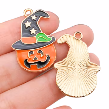 5/10pcs 20*30mm Orange Enamel Pumpkin Head Design Charms Alloy Halloween Decoration Pendants for DIY Jewelry Making Accessories