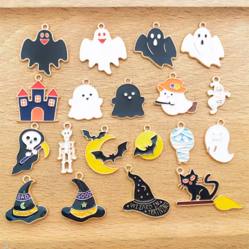10/20/30pcs Halloween Charm Enamel Charm Diy Jewelry Accessories Ghost Skull necklace pendant Craft Supplies DIY Findings