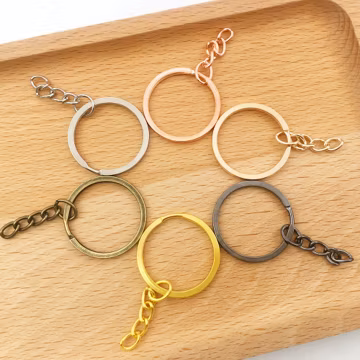 6 Color/15pcs Key Ring Keychain Findings Split Ring Keyring Craft Beading Keyring Fob WITH Chain Excellent Quality Art Craft