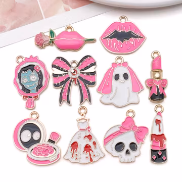 10pcs Enamel Halloween Decoration Charms Alloy Horror Skull Pendants for DIY Bracelets Necklaces Earrings Jewelry Making Accessories