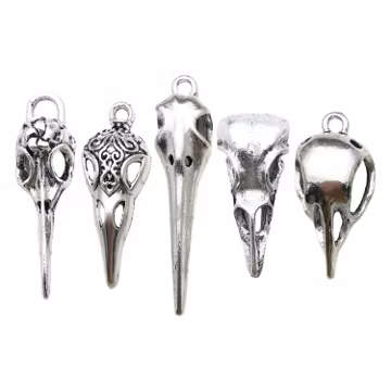 5pcs Antique Silvery Skull Bird Head Design Charms Alloy Pendants For DIY Bracelet Necklace Jewelry Making Accessories