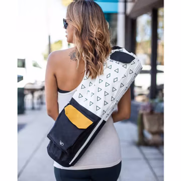 Organic Yoga Mat Bag for XL and Extra Wide Mats / Eco Yoga Mat Carrier: Black, Full Zip, Pockets, GOTS Cotton Canvas, Fair Trade Yoga Bag