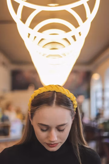 Handmade Yellow Linen Braided Headband
