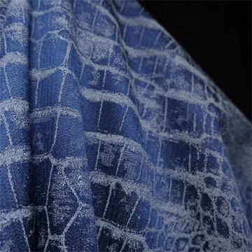DDP | Crocodile Pattern Blue Faux Denim Fabric,Creative Vintage Flat Jacquard Textile,Suitable for Clothing, Journaling,Handcrafts,Clothes