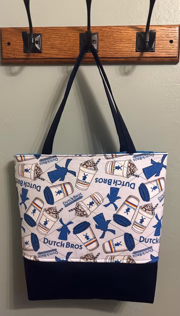 Handmade Cotton and Canvas Lined Quilted Tote Bag: Dutch Coffee Inspired