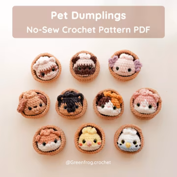 Pet Dumplings No Sew Amigurumi Animal Crochet Pattern | Squishy Bao Bun Animal Keychain PDF