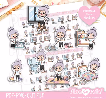 Emily Chores Stickers, Daily chores Printable Planner Stickers, Bullet Journal Stickers, Printable PRINTABLE