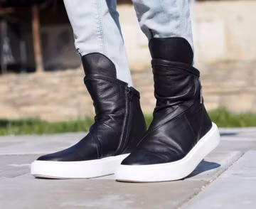 Men's Genuine leather Sneakers Boots,Mens Leather boots,Black leather boots for mens,Handmade boots,Men leather boots,Men's Casual boots