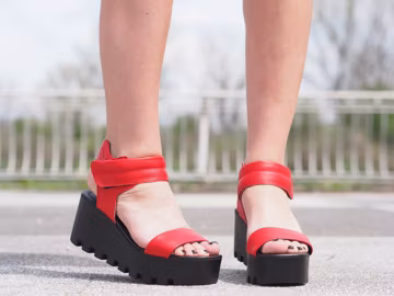 Red Genuine leather platform sandals/woman must have wedges/woman platform sandals/woman leather platform sandals