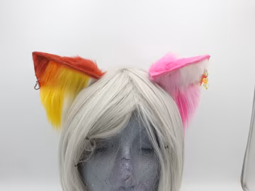 Lesbian Flag Adult Fox Faux Fur Ear Headband: Furry/Kemonomimi/Otherkin/Therian/Cosplay