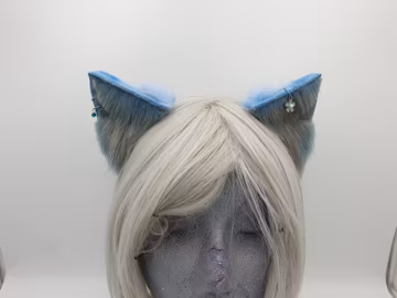 Powder Blue and Grey Fox Kit Faux Fur Ear Headband: Furry/Kemonomimi/Otherkin/Therian/Cosplay