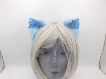 Powder Blue Small Kitten Faux Fur Ear Headband: Furry/Kemonomimi/Otherkin/Therian/Cosplay
