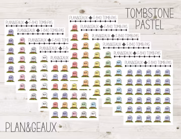 Tombstone Stickers, Funeral Stickers, Dead Sticker, Pastel Colors, Planner Stickers, FUN-840