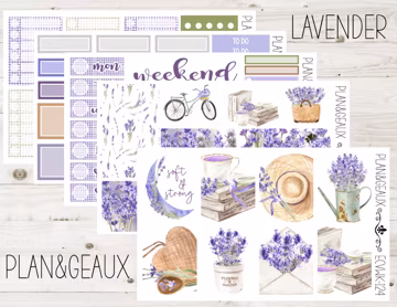 Lavender Weekly Planner Kit, Lavender Flowers Weekly Planner Stickers, Floral Stickers, Spring Stickers, ECV-WK 124