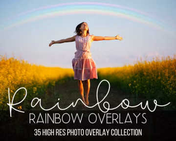 35 Rainbow arch rays overlays, photoshop overlays, Light leaks, sunshine, bokeh sun effect overlays beams, lens flare, clip art