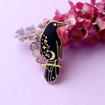 Raven Enamel Pin, Crow Enamel Pin