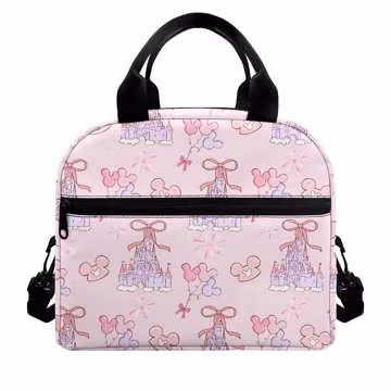 Crossbody Purse, Lunch Bag Mickey Mouse Coquette Princess Pink Castle, Balloons, Mickey Ears Hat, Park Day, School Work Lunch Bag, AP gift