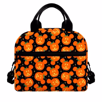 Lunch Bag Mickey Mouse Halloween Pumpkin Disney Park Bag, School Bag MNSSHP, Fall Holiday Crossbody Purse, Oogie Boogie Bash Treat Bag