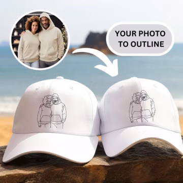 Custom Portrait Hat, Portrait From Photo Family Hat, Portrait Family Cap, Portrait Couple Hat, Outline Photo Hat, Family Hat Personalized