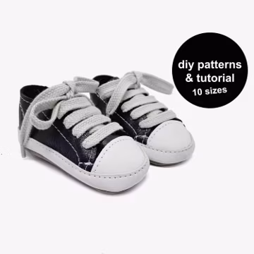 Baby Sneaker Sewing Pattern: DIY Booties, 10 Sizes (PDF Pattern)