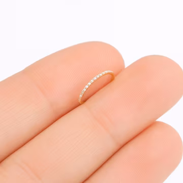 Delicate Gold Pave Huggie Hoop Earring, Tiny CZ Diamond Hoop, Small Thin Gold Cartilage Hoop, Lobe Helix Tragus Nose Hoop Jewelry, Thin Hoop