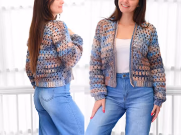 Crochet pattern- ELOISE Crochet Cardigan pattern PDF- Women crochet gift handmade - 3 panels Crochet pullover- Easy Granny sweater-XS-3XL
