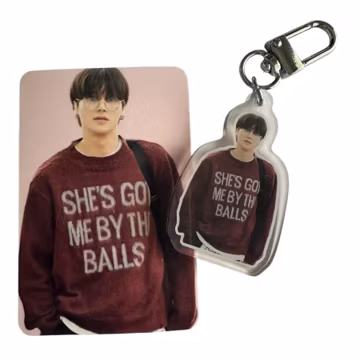 WOOYOUNG She Got Me By The Balls Sweater Bias Ateez Atiny Acrylic Keychain Charm Funny deco kpop concert decoration accessories