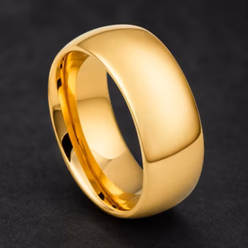 9mm Comfort Fit Wedding Band, Personalized Engraved Men's Ring, Durable Gold Finish Anniversary Jewelry, Custom Gold Plated Tungsten Ring