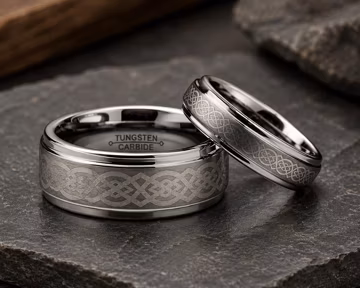 Personalized Celtic Knot Tungsten Ring, Custom Engraved Wedding Band, 6mm 8mm Brushed Tungsten Carbide Ring, Anniversary Gift Jewelry