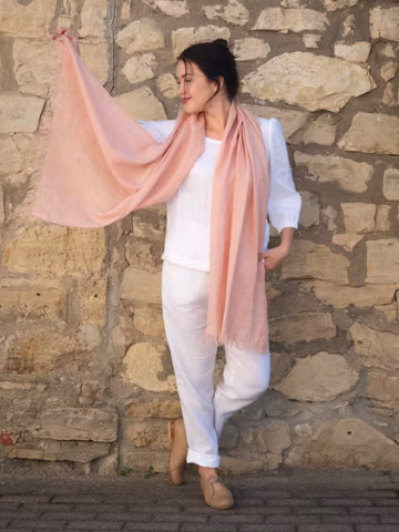 Ladies scarf fringe, pure linen wrap, long lightweight shawl, washed sheer softened linen gifted scarf, elegant femine fashion for women