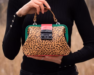 Leopard Leather Doctor Bag, Handmade Leather Doctor Bag, Handbag, Leather Bag, Leather Satchel, Black Doctor Handbag, women doctor purse