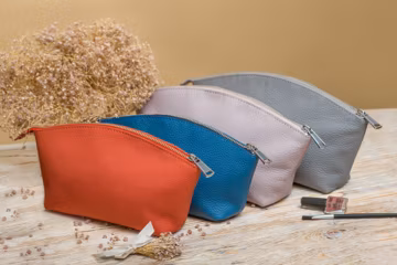 Leather Makeup Bag with Name, Mothers Day Personalized Gift, Custom Monogram Cosmetic Pouch for Her