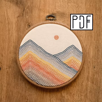Digital PDF - Sunrise Mountains Hand Embroidery Pattern (Digital Download), printable pattern