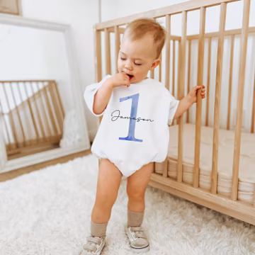 First Birthday Boy Outfit, Blue Bubble Romper, 1st Birthday Sweatshirt, Birthday Number Shirt, Blue Birthday Outfit, Toddler Boy Birthday