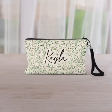 Personalized Linen Makeup Bag – Floral Bridesmaid Gift