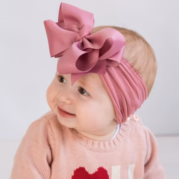 Oversized Bow Baby Headband, Soft Nylon Headwrap