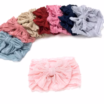 Ruffle Bow Baby Headband, Newborn Girl Headwrap