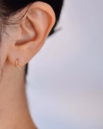 Dainty Awareness Ribbon Stud Earrings: Sterling Silver, Gold, Rose Gold