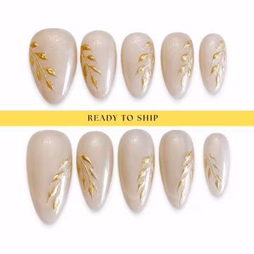 Gold Cat Eye flower press on nails, cat eye Nails, chrome nails, almond Nails, bling nails, short nails, stiletto nails, RTS PO097