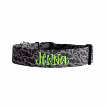 Embroidered Dog Collar, Personalized Dog Collar, Halloween Dog Collar, Bats Dog collar, Custom Dog Collar, Engraved Dog Collar, Dog ID