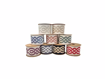 Embroidered Curtain Trim 2.7”, Celtic Infinity Fabric Tape for Drapery, Choose Your Color Roman Shades and Home Decor Projects 142