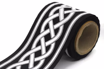 Black-Silver Celtic Knot Jacquard Ribbon for Drapery 3.93 inch, Curtains Trim Tape Border for Sewing Quilting Bridal Costumes, 177 V7